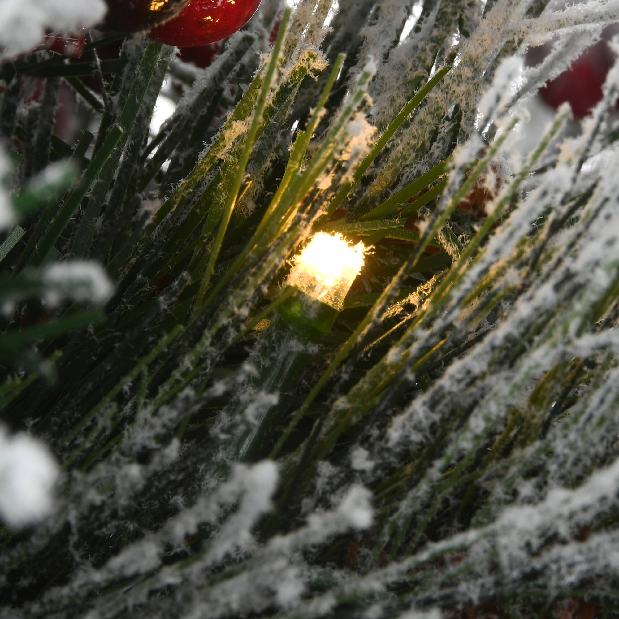 18" Snowy Bedford Urn Filler with Battery Operated LED Lights
